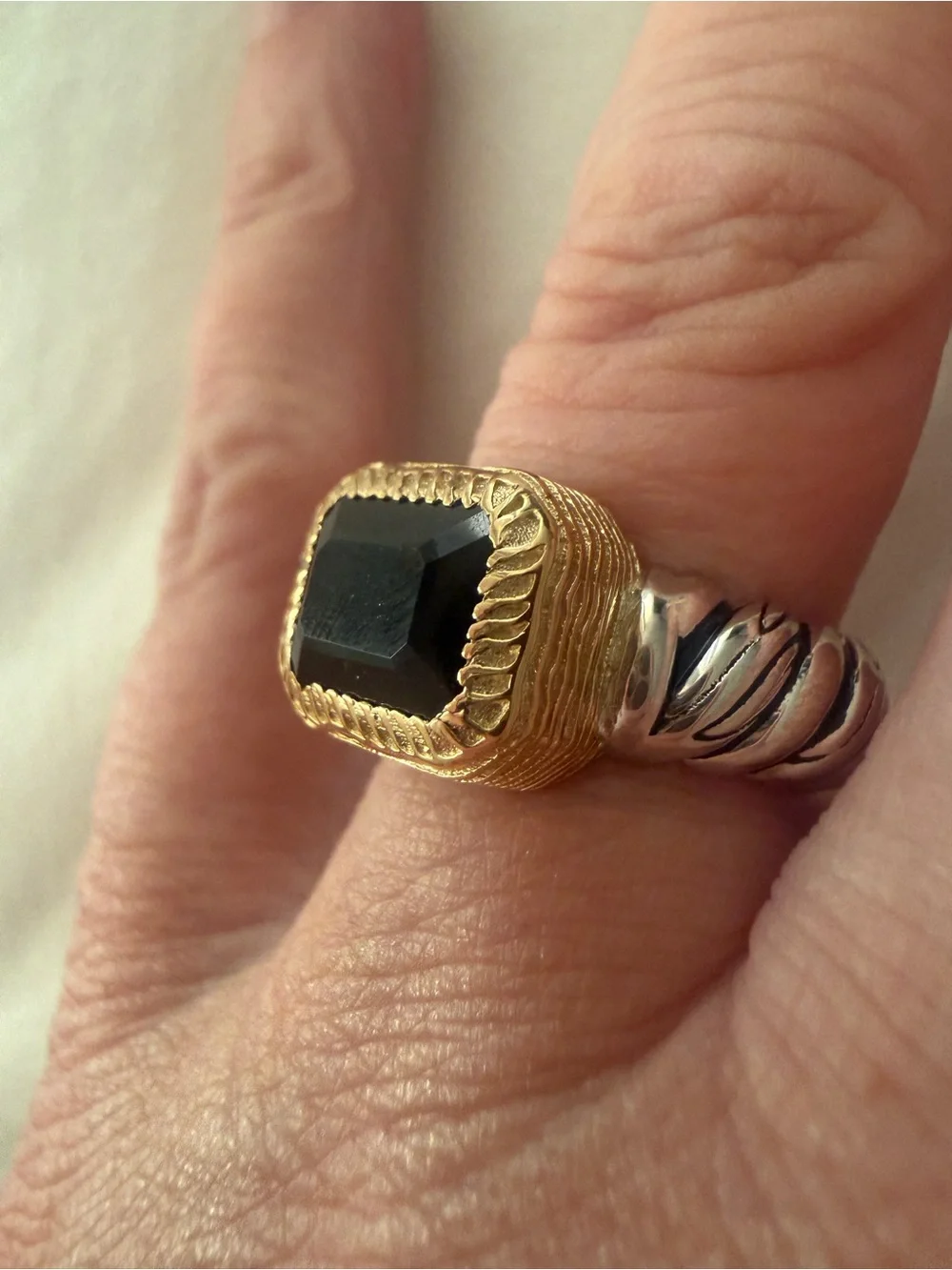 NIB 925 Silver Black Spinel Solitaire Ring Christian James by Scott Grimes Sz 6